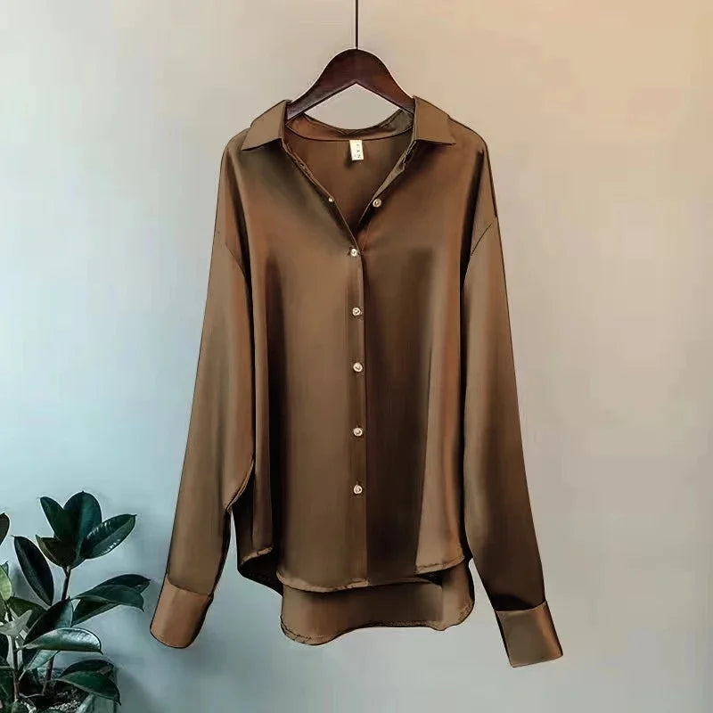 ChicFlow Satin Button-Up
