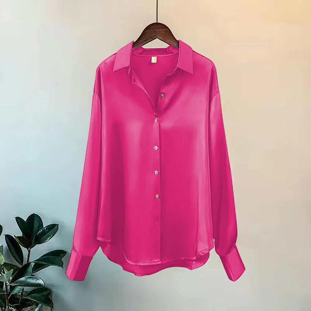 ChicFlow Satin Button-Up