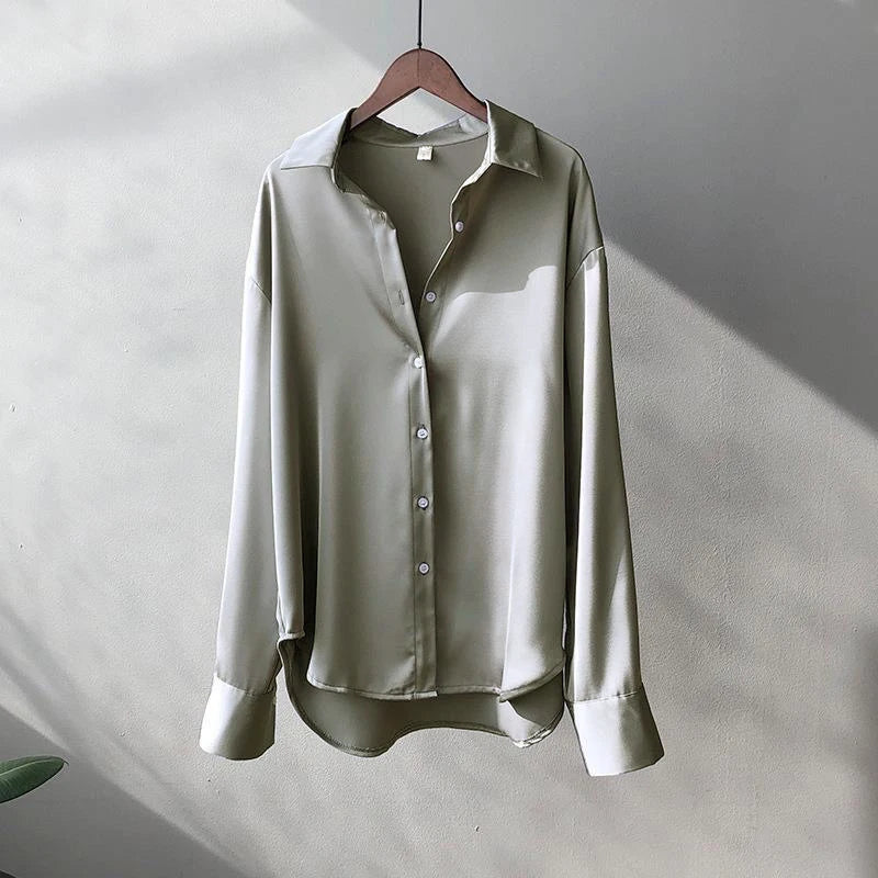 ChicFlow Satin Button-Up