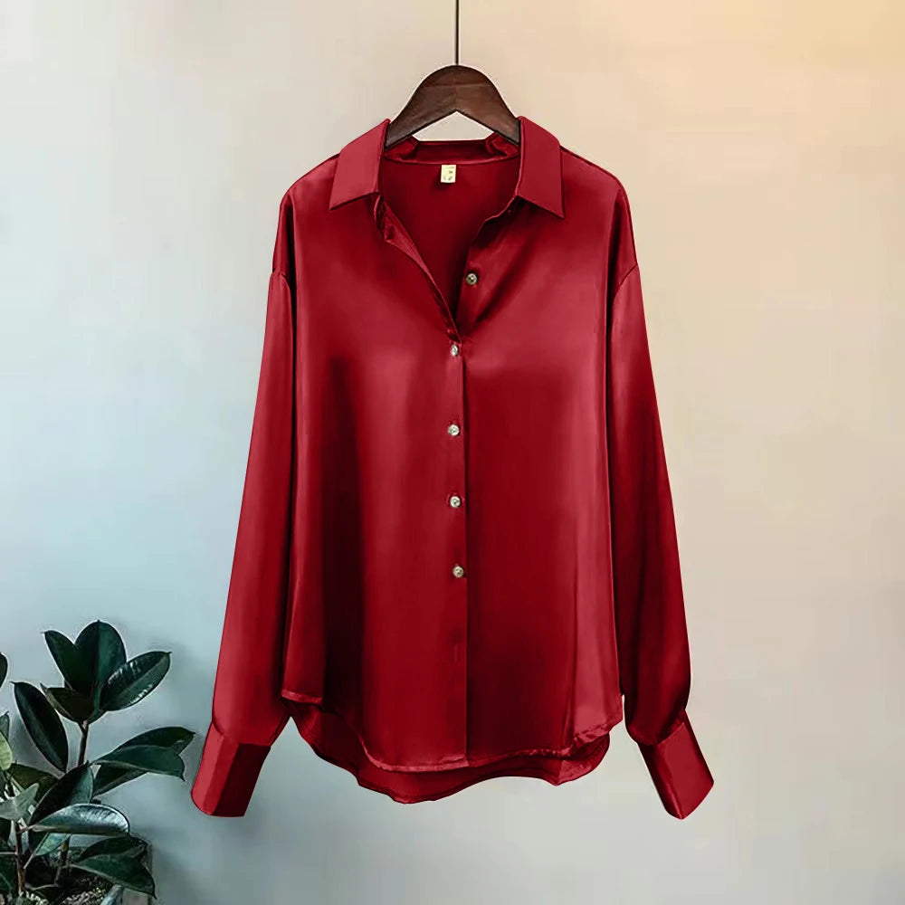 ChicFlow Satin Button-Up