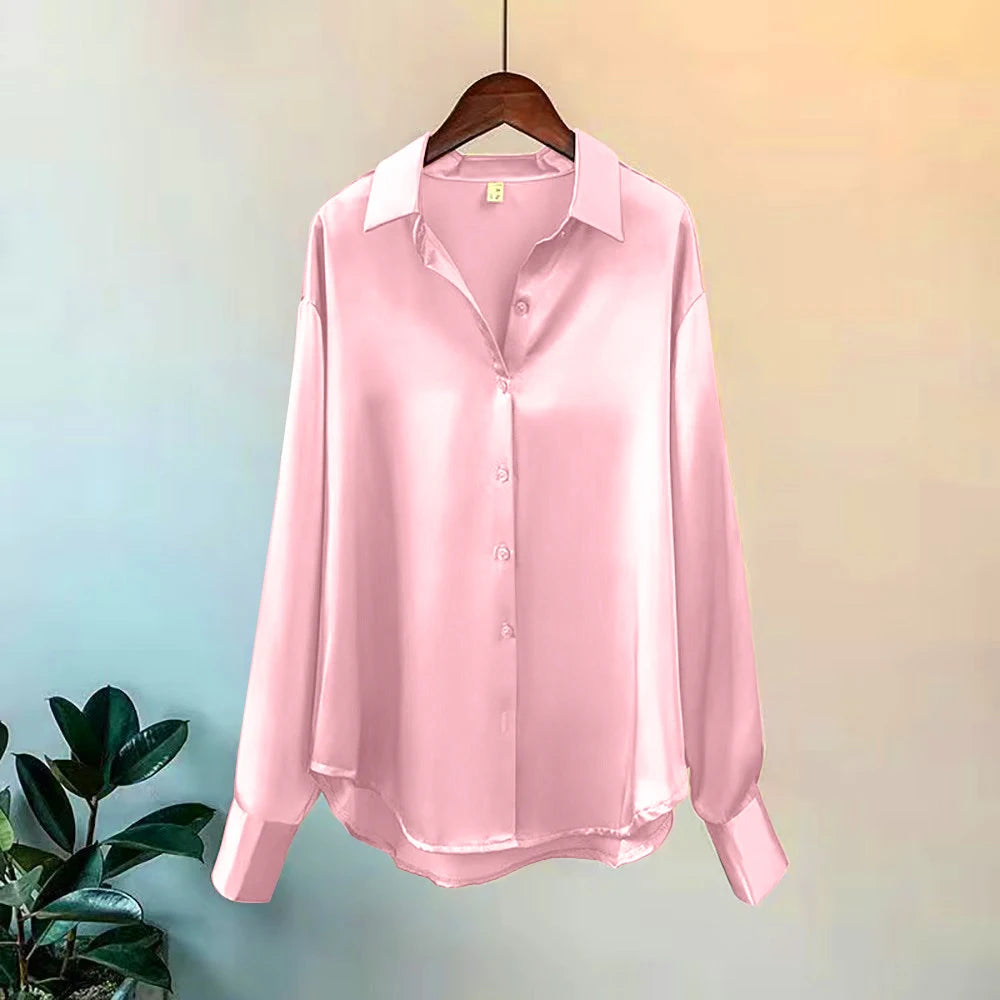 ChicFlow Satin Button-Up