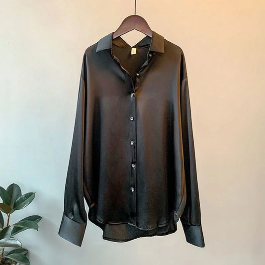 Women's Satin Slim Casual Shirt — Office Chic