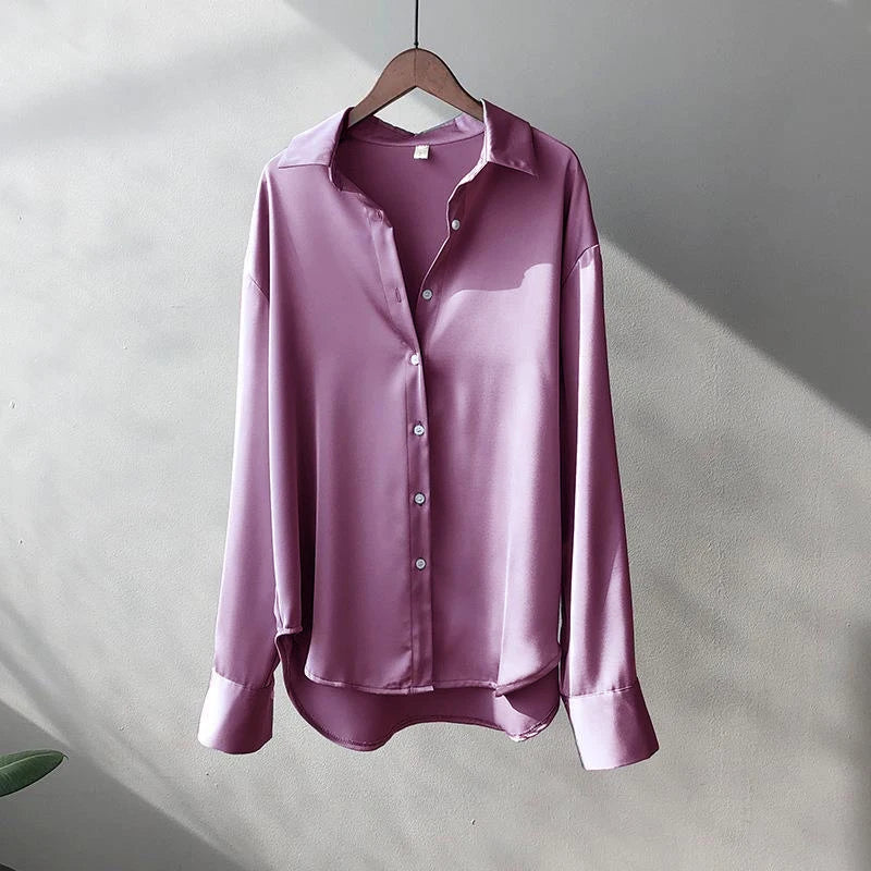 ChicFlow Satin Button-Up