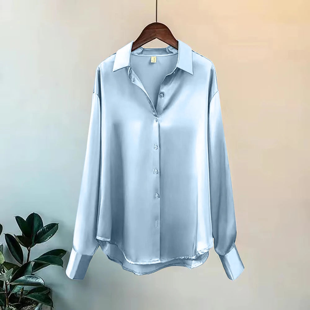 ChicFlow Satin Button-Up