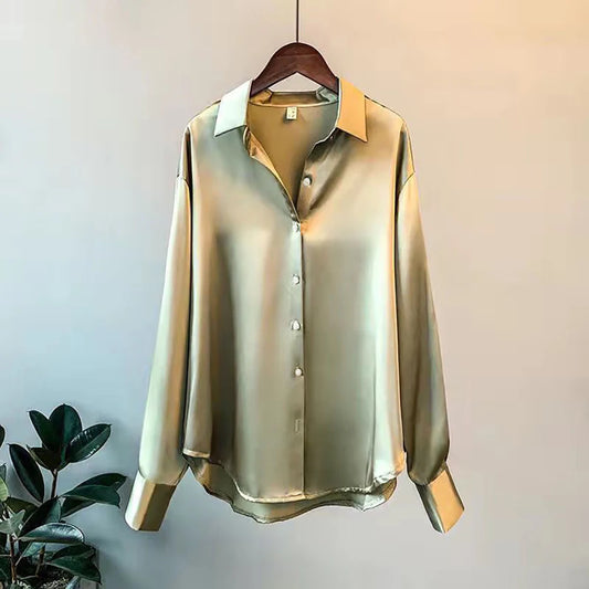Women's Satin Slim Casual Shirt — Office Chic